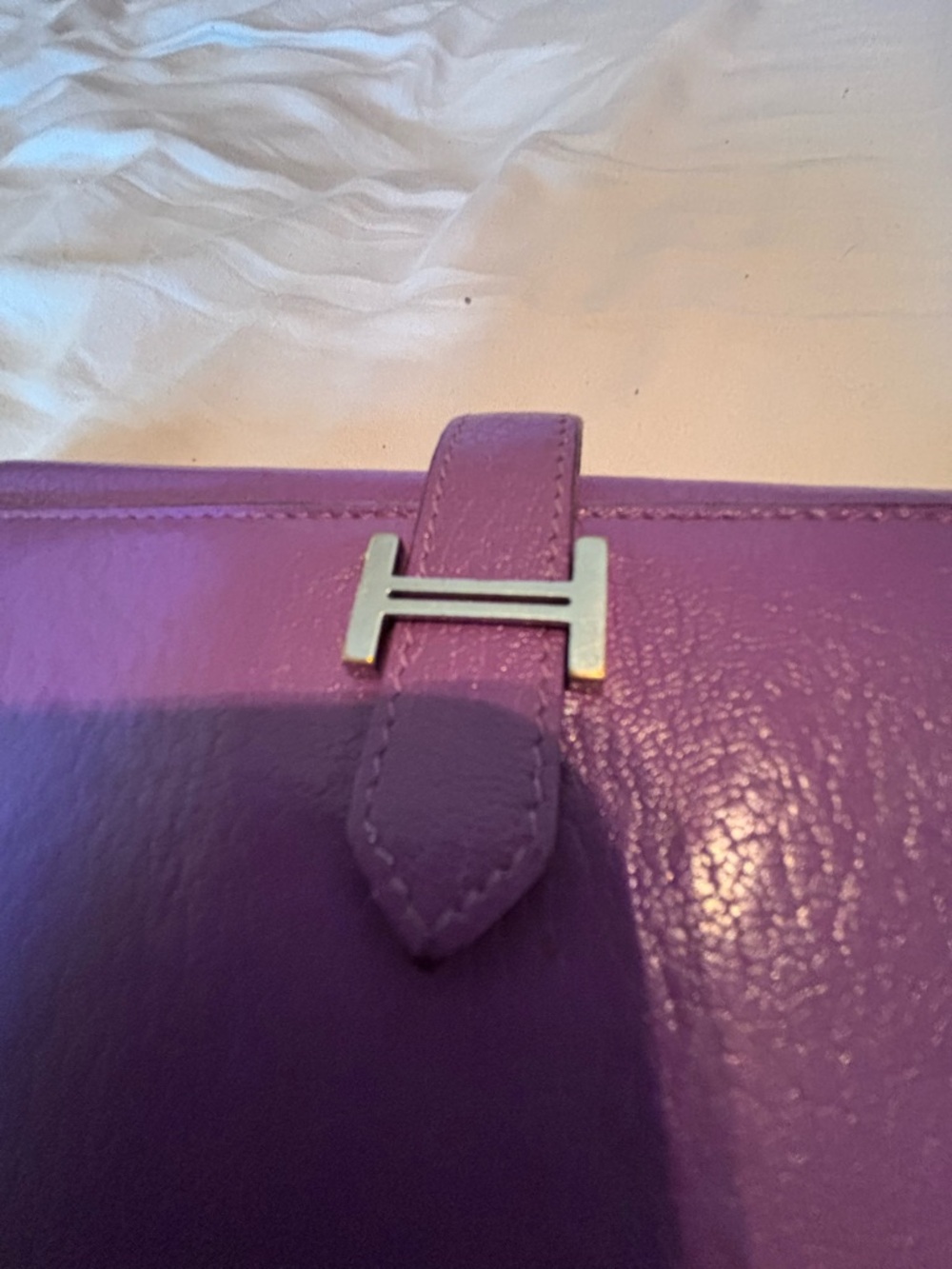 Authentic Hermès Béarn Long Wallet – Rare Purple Leather – Very Good Condition - Picture 2 of 10